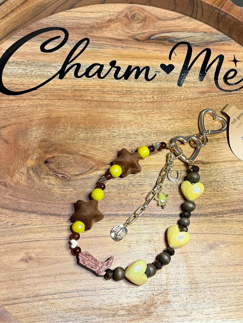 Yellow Heart & Star Bracelet Charm